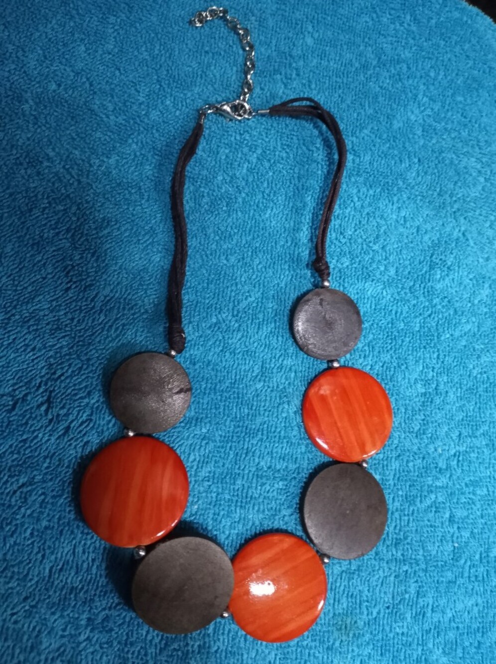 Orange And Brown Disc Statement Necklace - Unbranded
